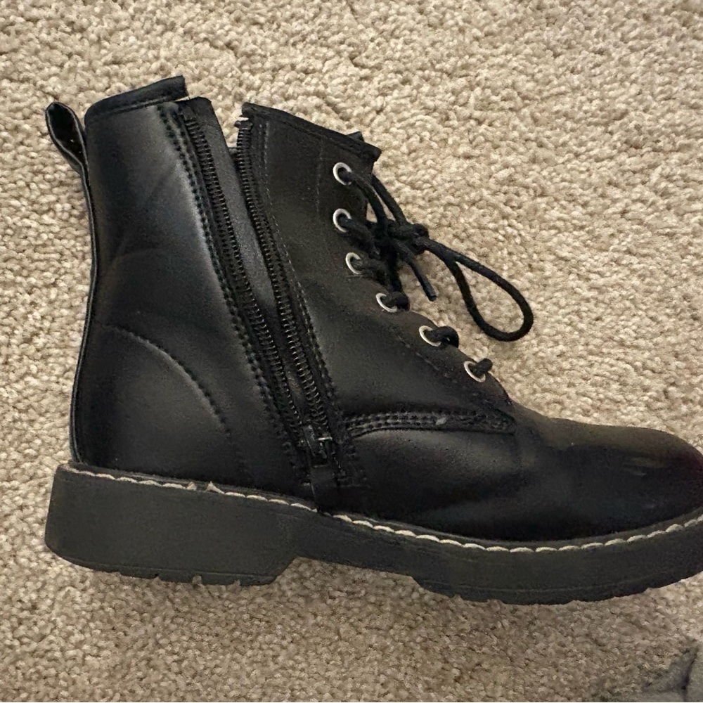 Kids Black Lace-Up Boots